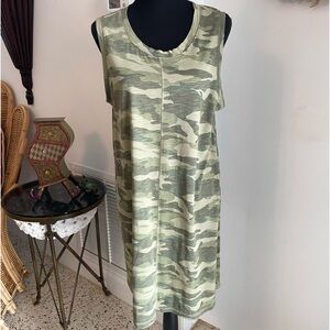 CASLON Green Camo Print Shift Knit Dress! New. Sleeveless! Large